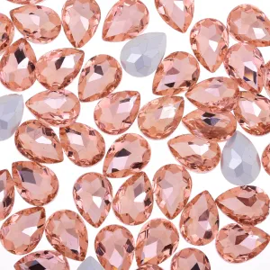 10x14mm Teardrop crystal Pointed Back Rhinestones Glass Crystal dress jewellery making shoes pink 50pcs 10184154