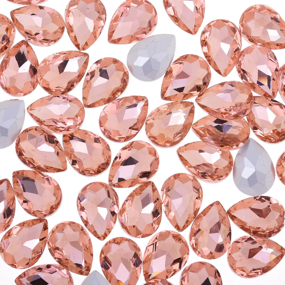 10x14mm Teardrop crystal Pointed Back Rhinestones Glass Crystal dress jewellery making shoes pink 50pcs 10184154