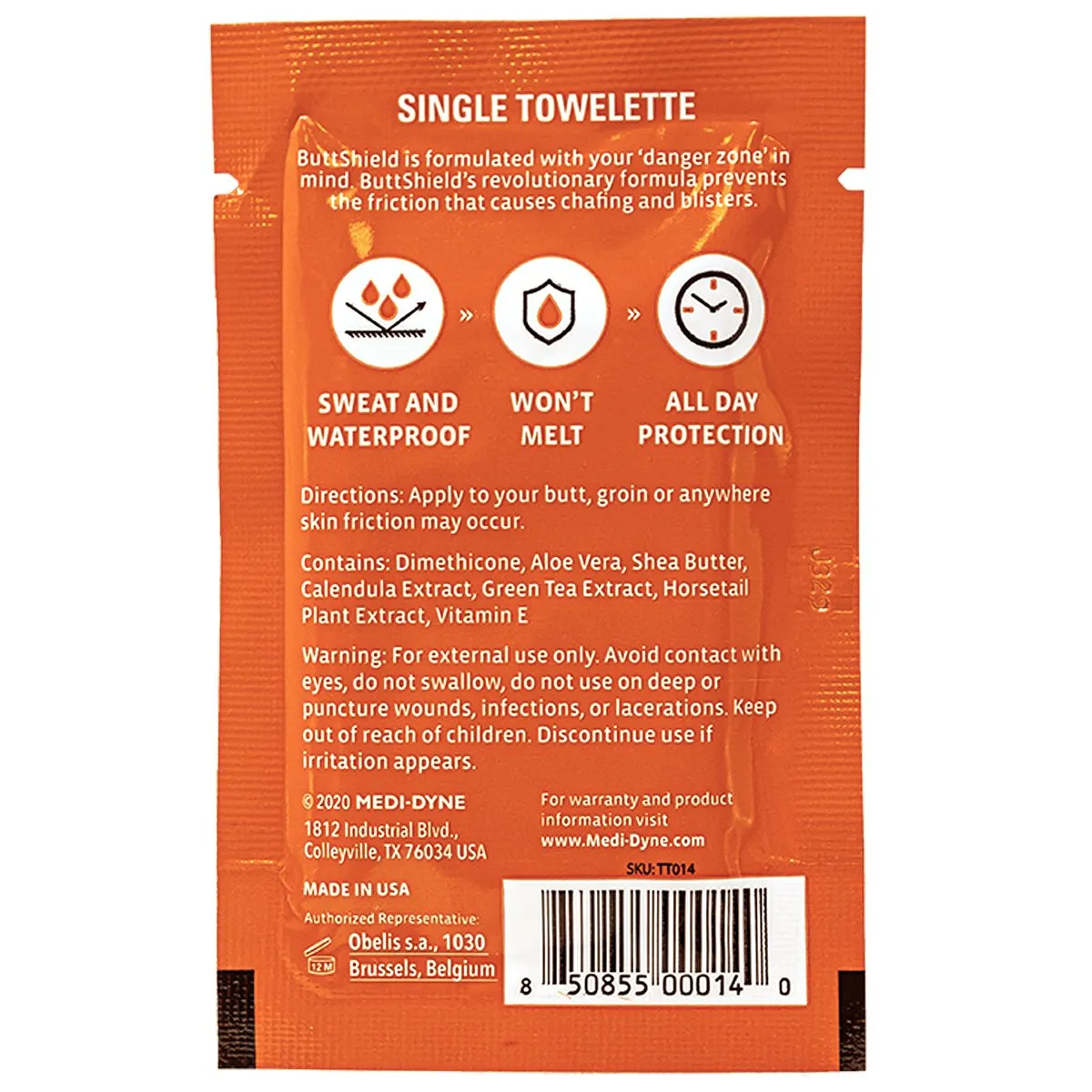 2TOMS BUTTSHIELD WIPES TRAVEL SIZE 6 Pack