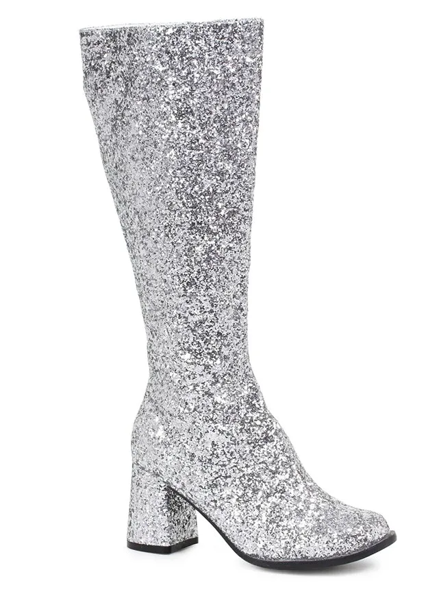 3 Heel Glitter Gogo Boot. W/Zipper.