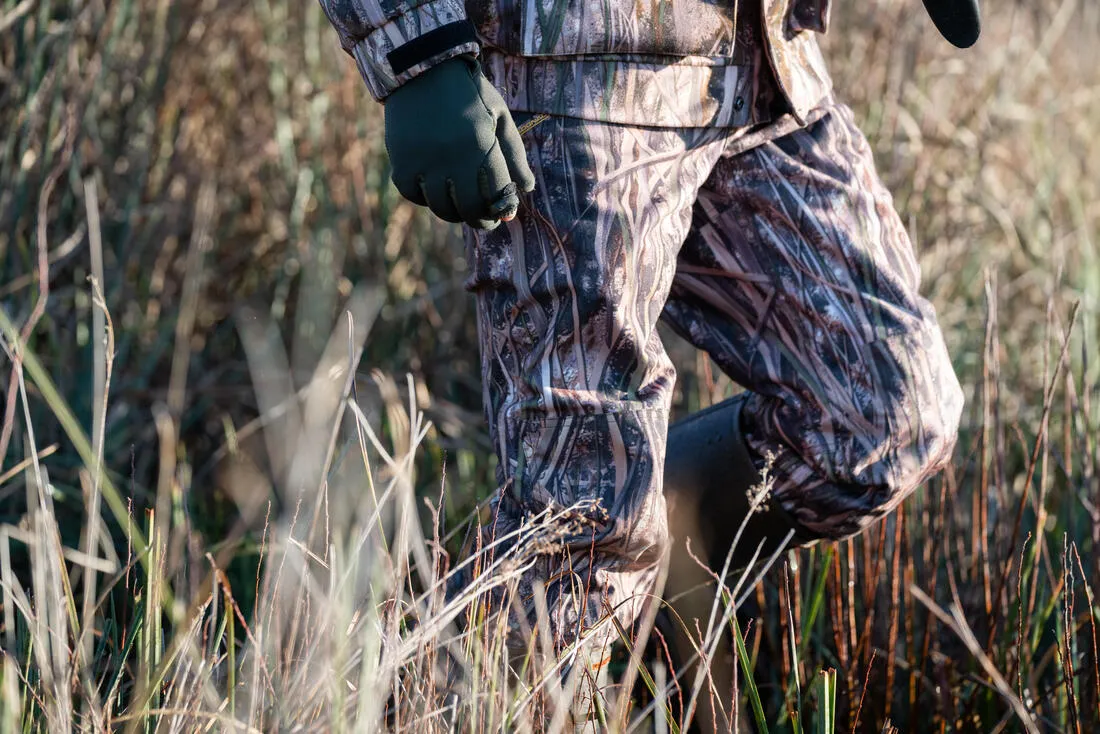 500 waterproof hunting trousers with wetlands camo