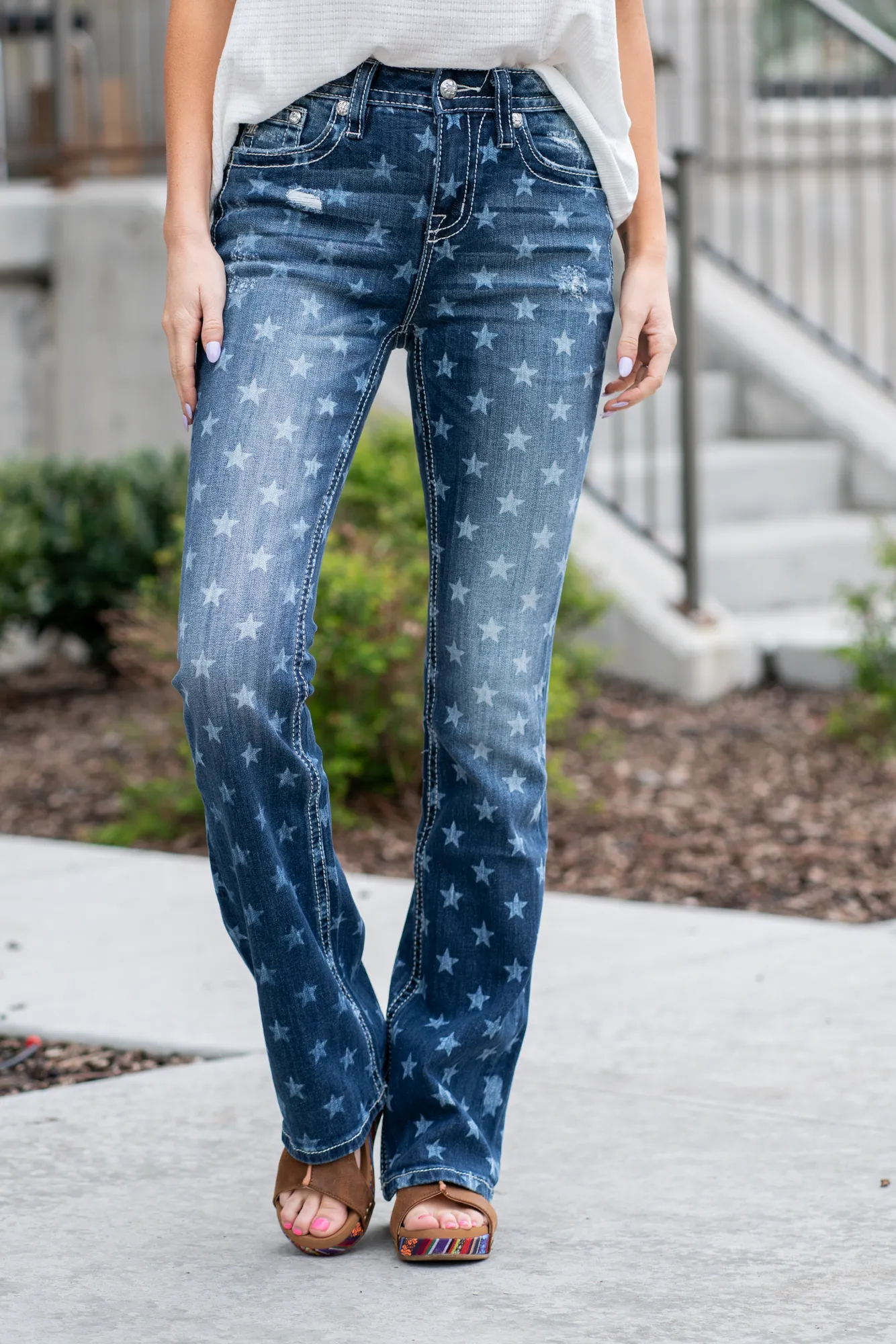Americana Star Print High Rise Boot Cut