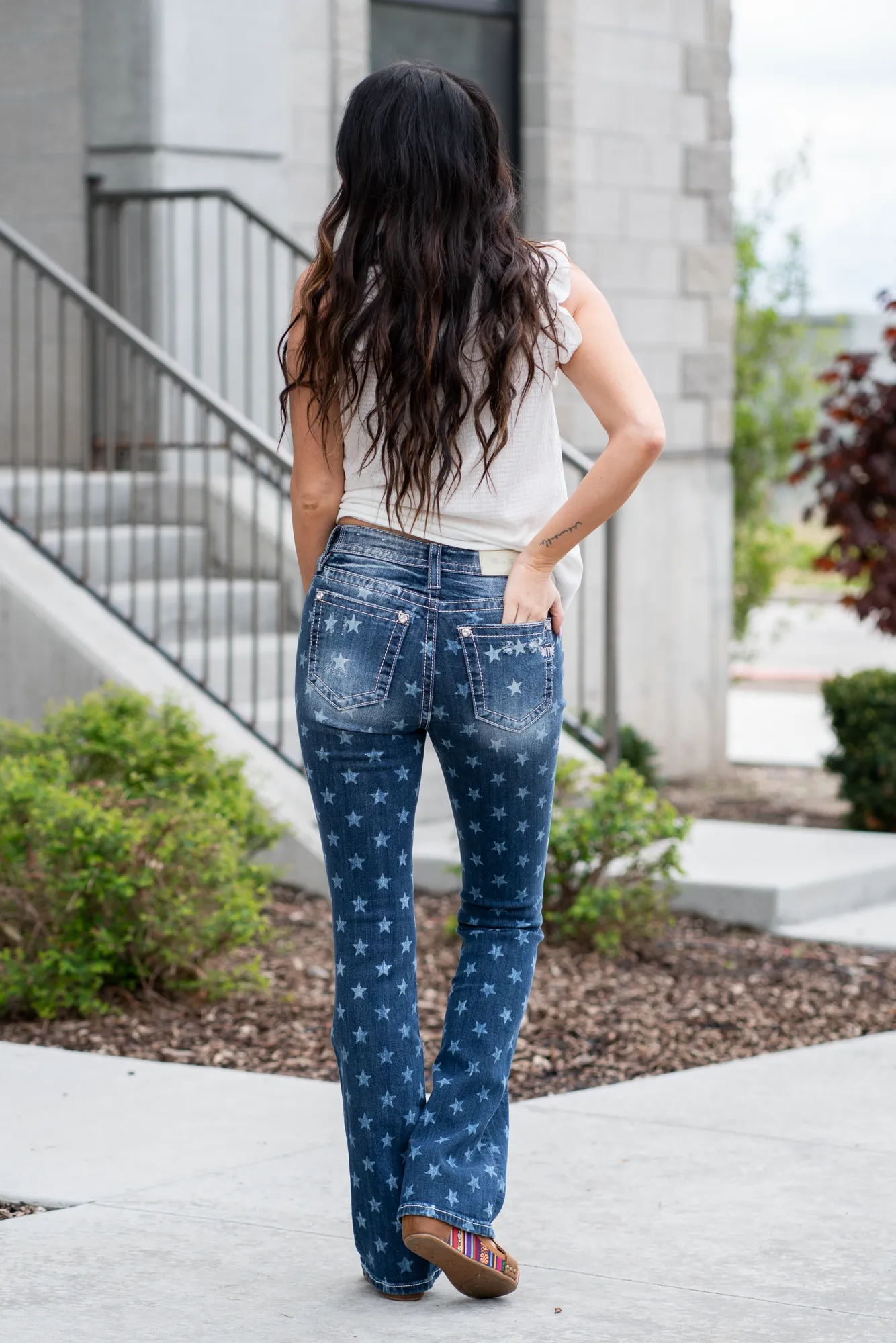 Americana Star Print High Rise Boot Cut