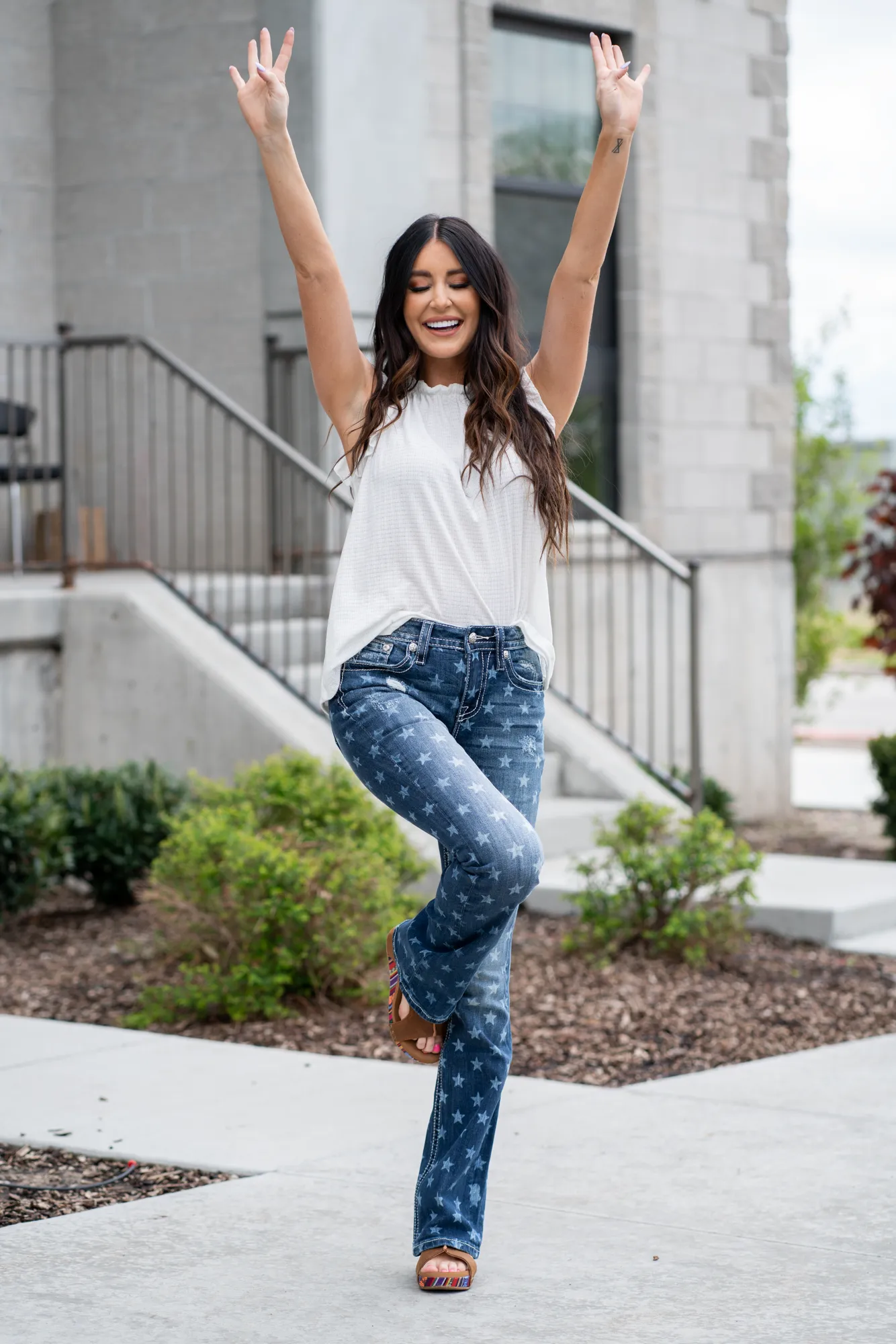 Americana Star Print High Rise Boot Cut
