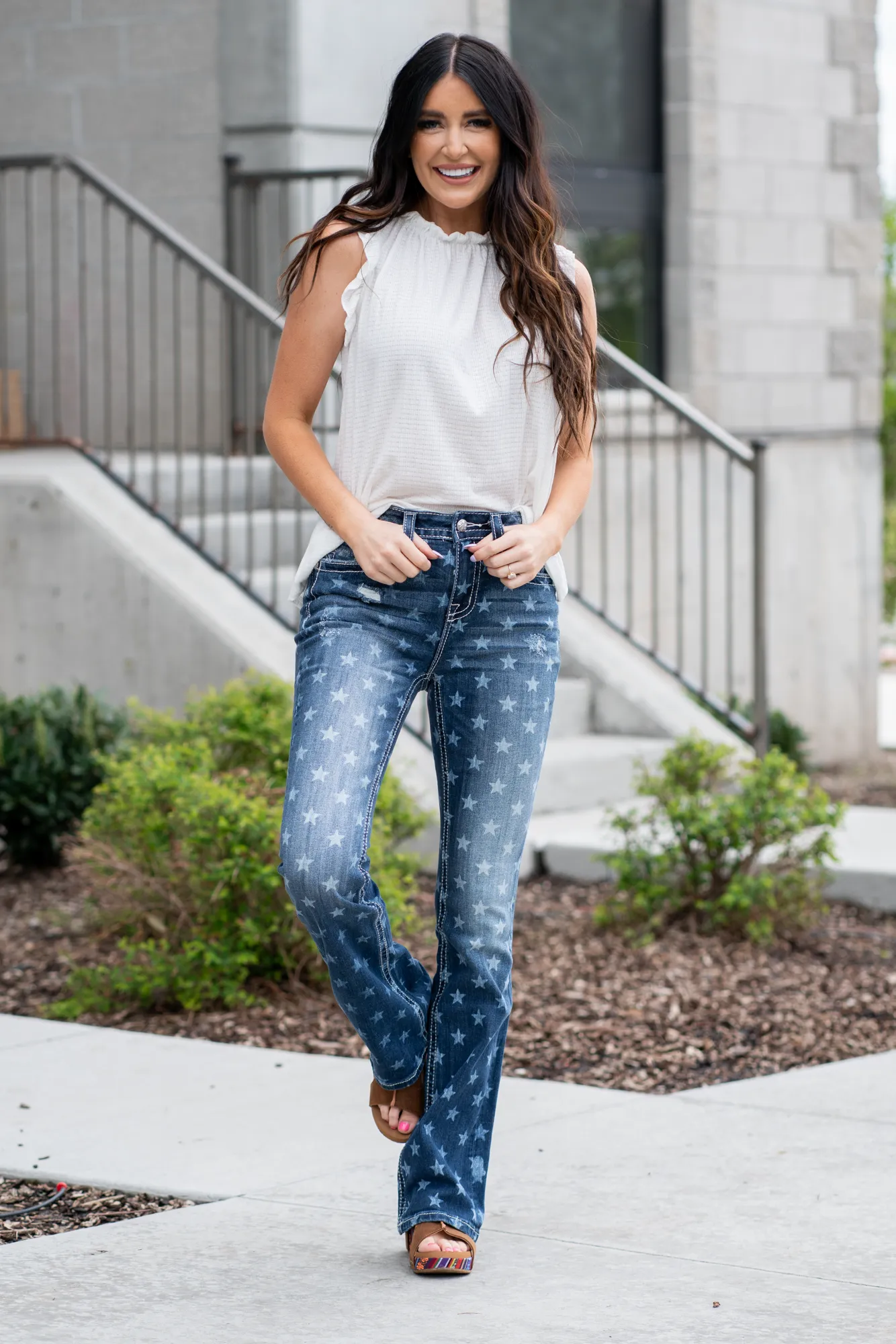 Americana Star Print High Rise Boot Cut