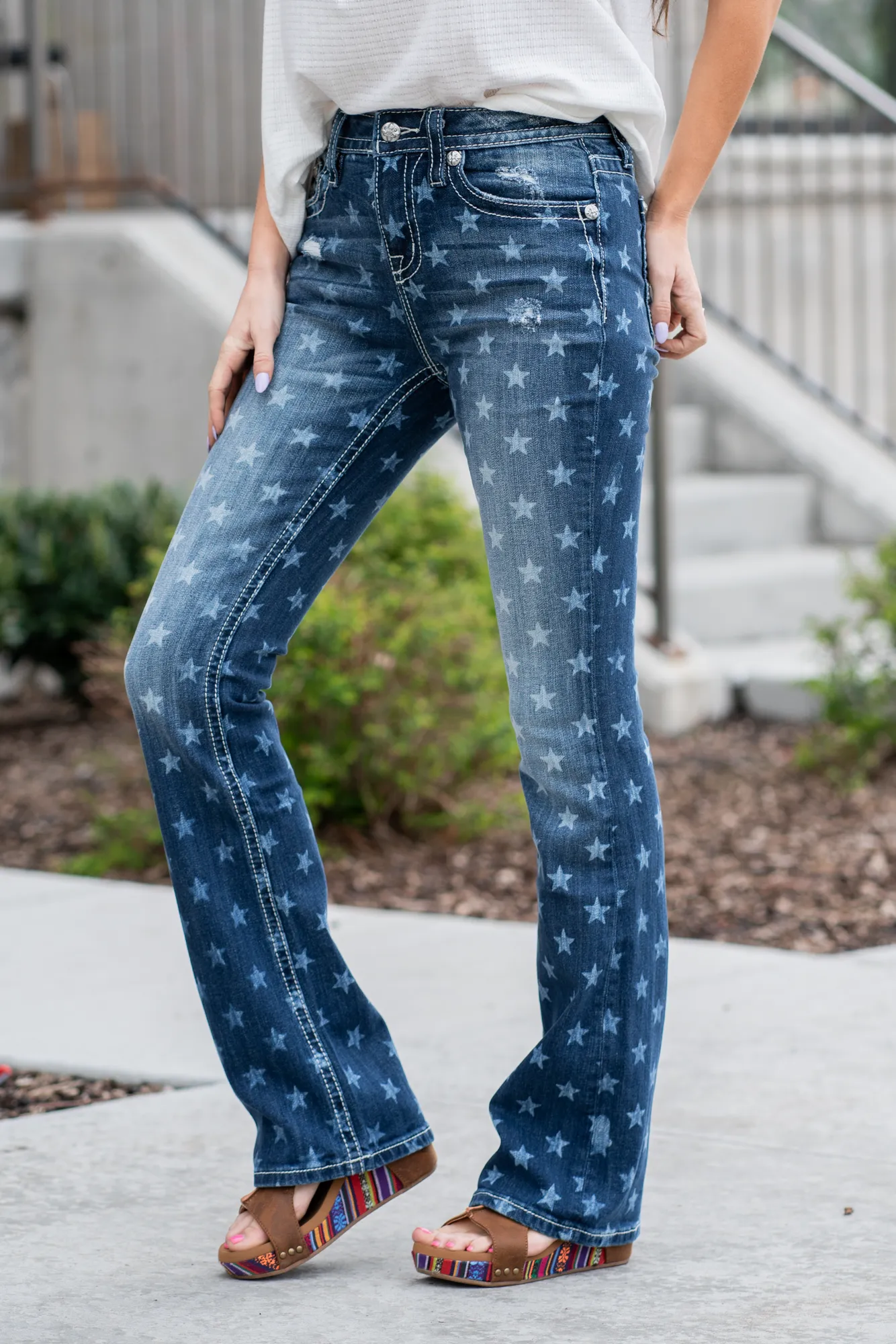 Americana Star Print High Rise Boot Cut
