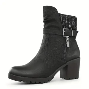 Ankle Boots with High Heels and Zipper, Comfortable for All Seasons