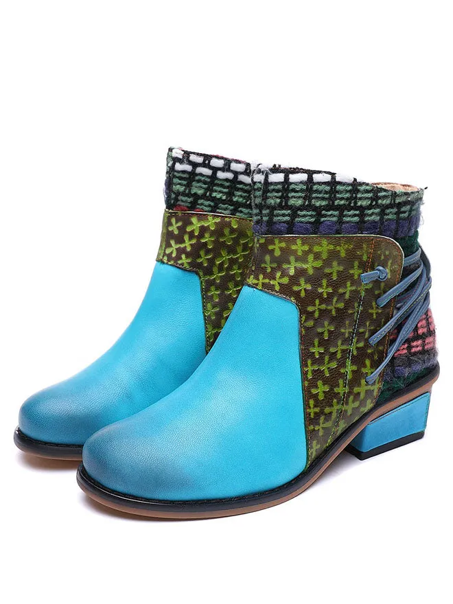 Autumn and Winter Fashion Leather Cotton Ankle Boots Women's Round Head Comfortable Boots