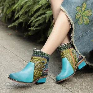 Autumn and Winter Fashion Leather Cotton Ankle Boots Women's Round Head Comfortable Boots