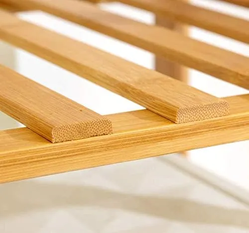 Bamboo Wood Minimalistic Clothes Rail |  Freestanding Clothes Rack with 7 Shelves | Natural | 1.4m High