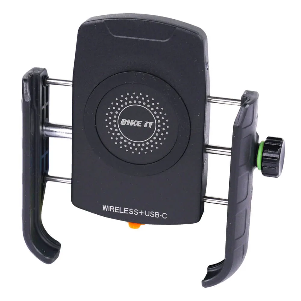 Bike It Compact Motorcycle Wireless Charger   USB-C Phone Holder