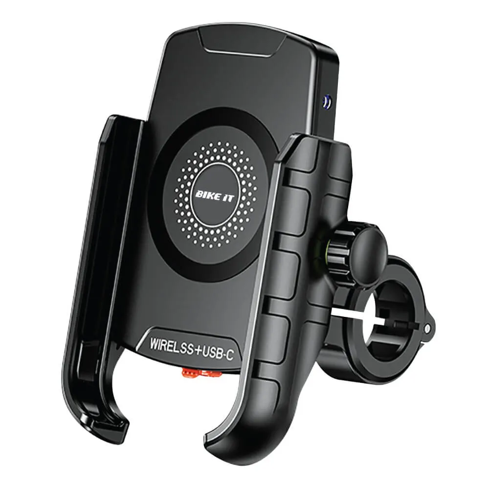 Bike It Compact Motorcycle Wireless Charger   USB-C Phone Holder