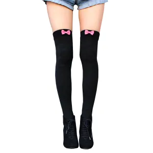 Black Bow Thigh High Sock