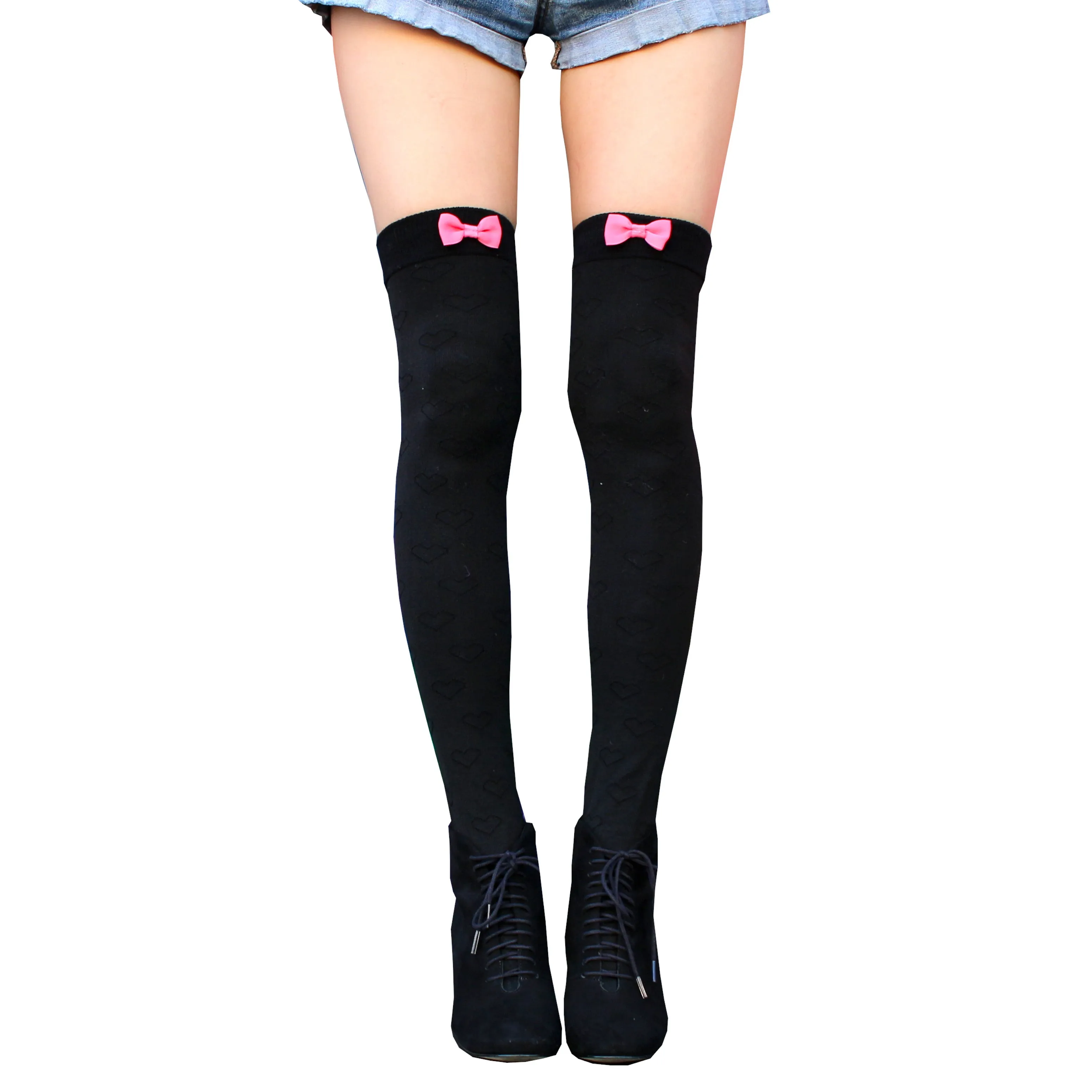 Black Bow Thigh High Sock