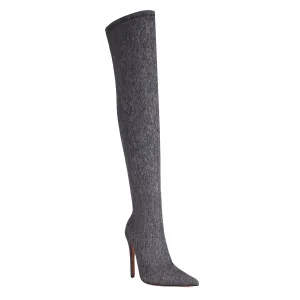 Black Cowboy Boots High Heel Knee Boots