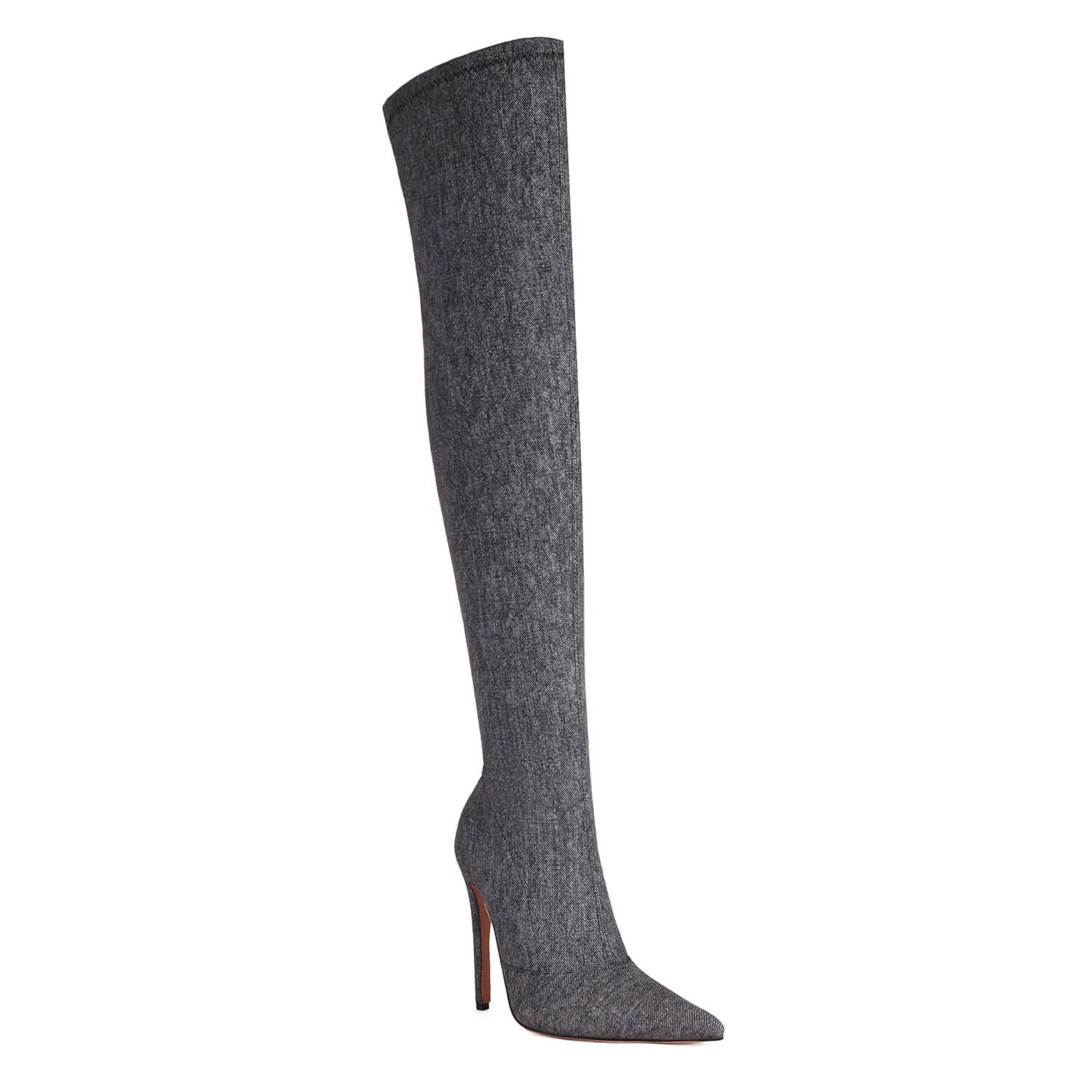 Black Cowboy Boots High Heel Knee Boots