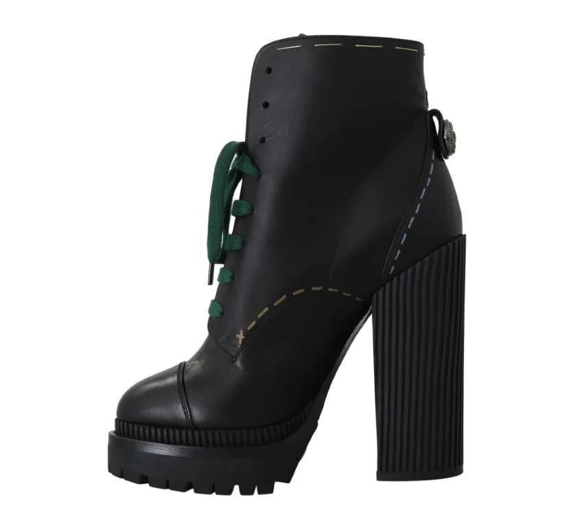 Black Leather Queen DG Logo Boots
