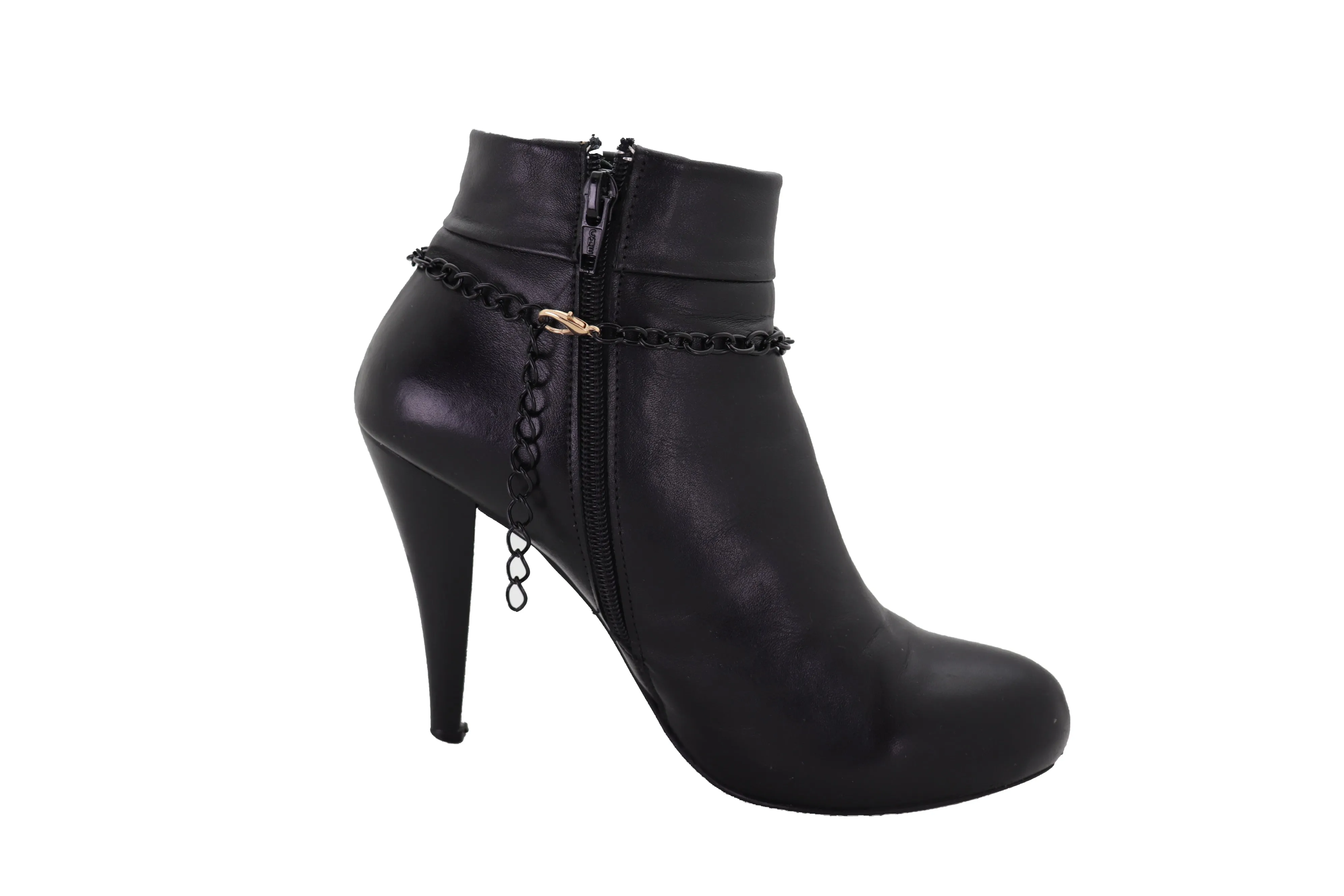 Black Metal Chain Boot Bracelet Shoe Anklet Gold Lion Charm