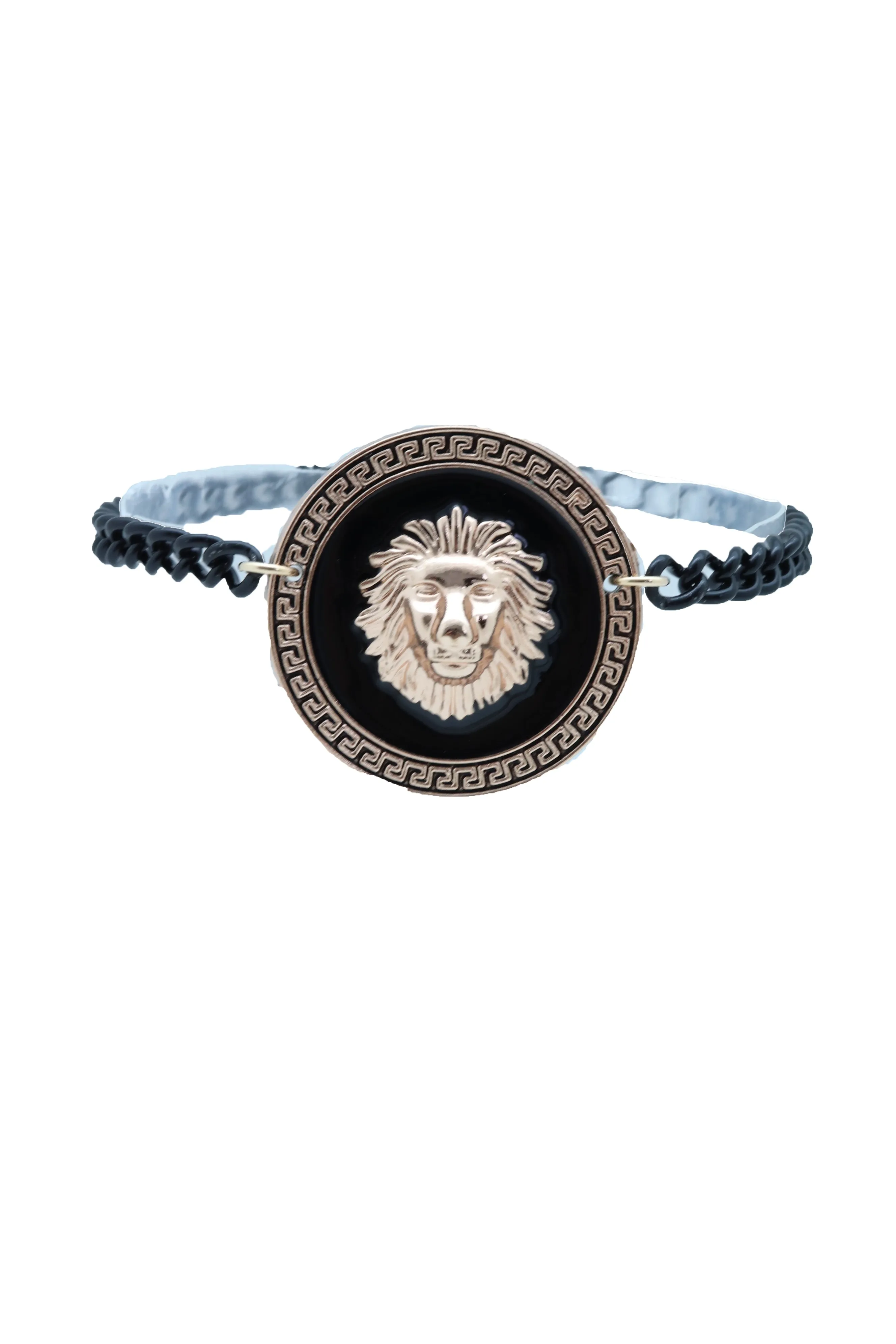 Black Metal Chain Boot Bracelet Shoe Anklet Gold Lion Charm