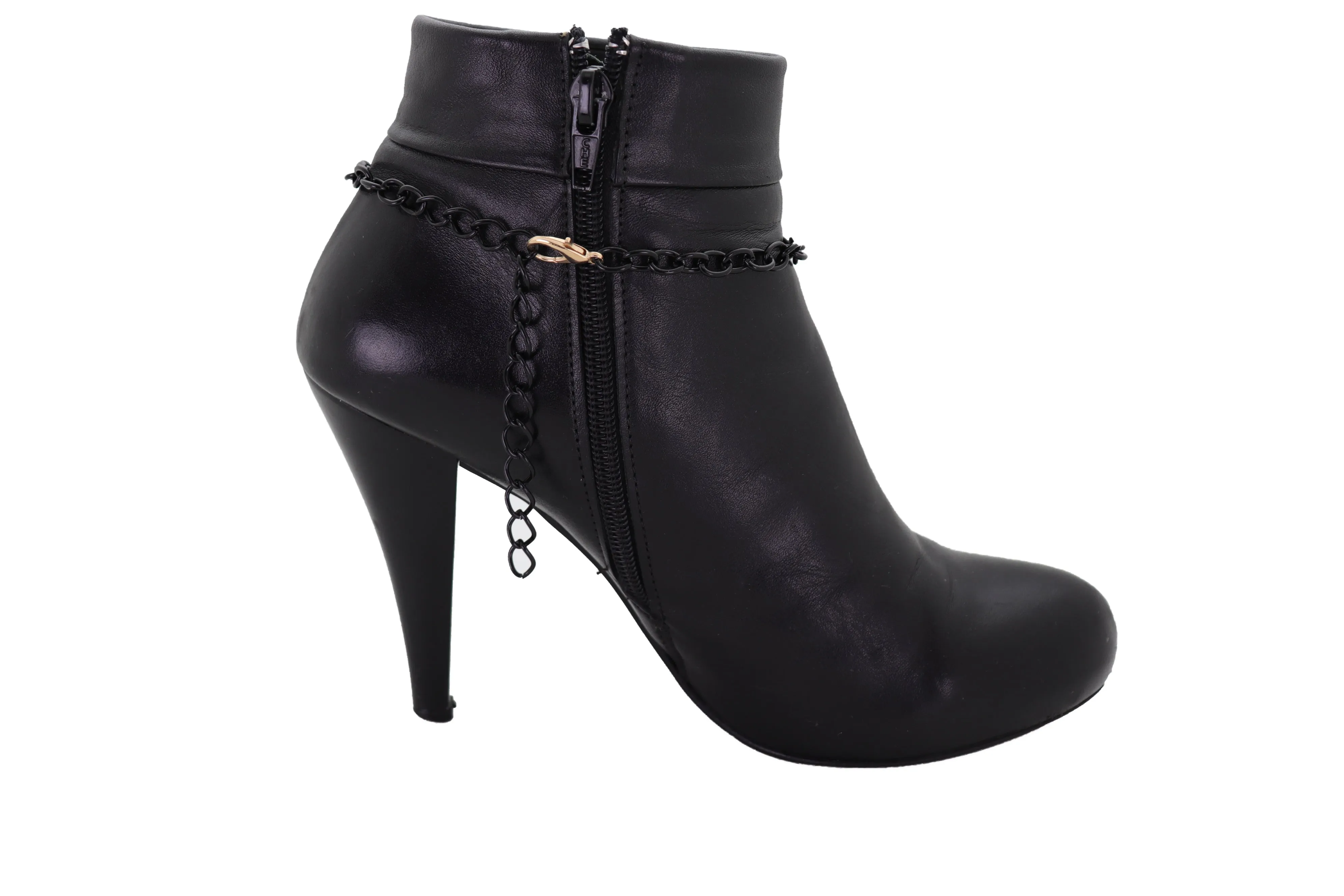 Black Metal Chain Boot Bracelet Shoe Anklet Gold Lion Charm