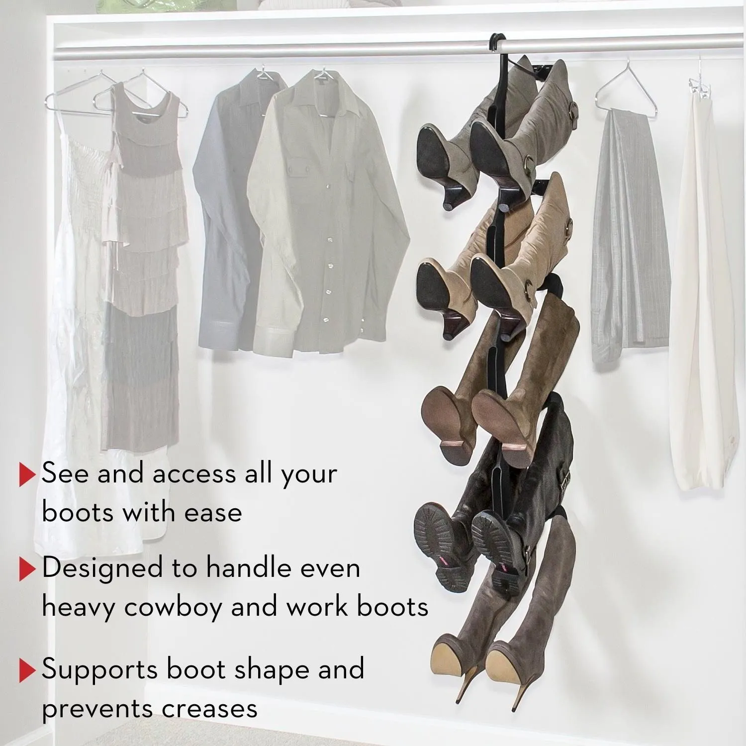 Boot Butler Boot Storage Rack As Seen On Rachael Ray - Clean Up Your Closet Floor with Hanging Boot Storage - Easy to Assemble & Built to Last - 5-Pair Hanger Organizer & Shaper/Tree
