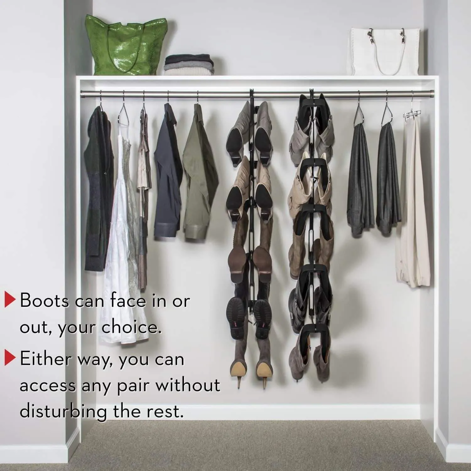 Boot Butler Boot Storage Rack As Seen On Rachael Ray - Clean Up Your Closet Floor with Hanging Boot Storage - Easy to Assemble & Built to Last - 5-Pair Hanger Organizer & Shaper/Tree