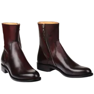 Brown Ruby Italian Leather Draven Zipper Boots - Boots