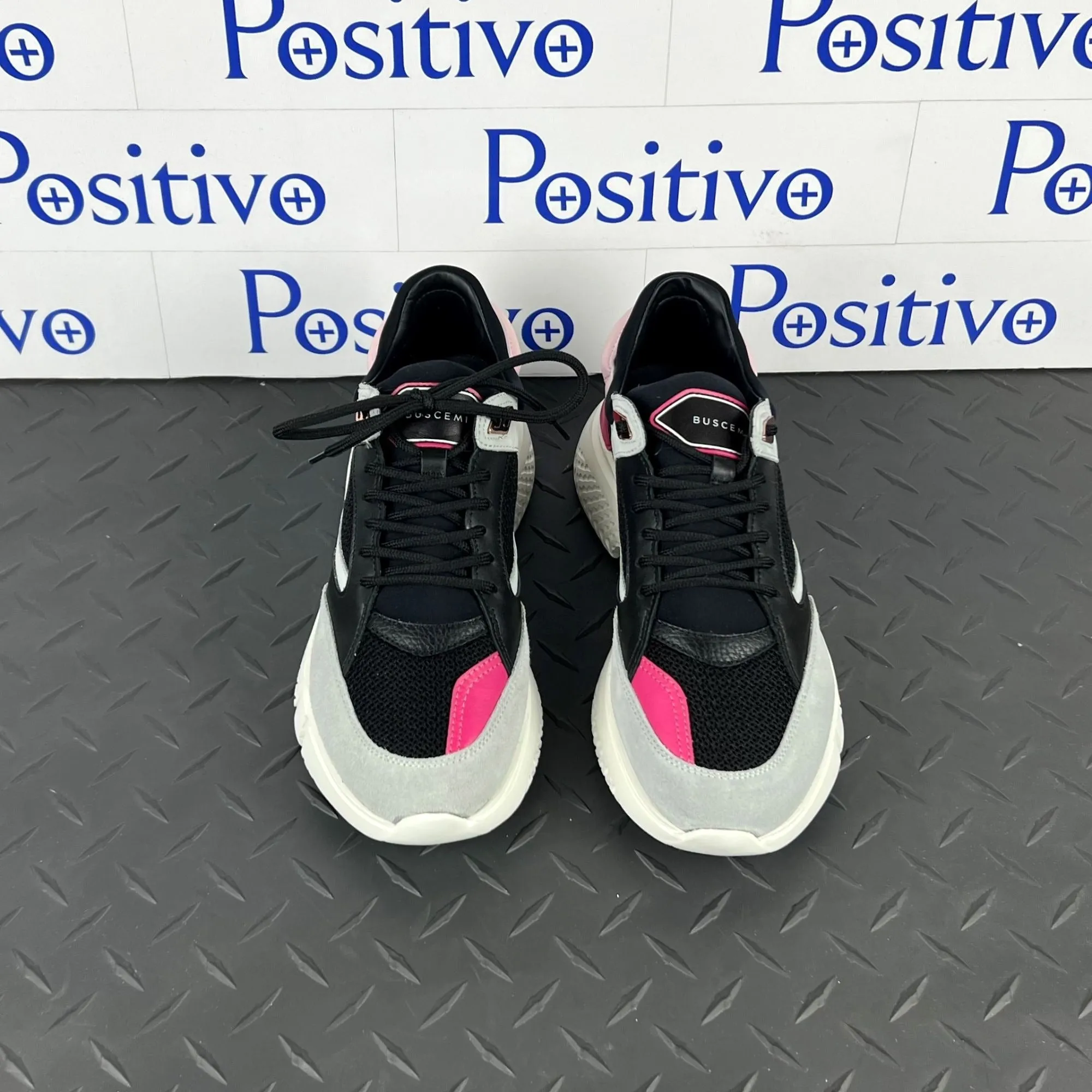 Buscemi Women's Veloce Black Trio Leather Sneakers