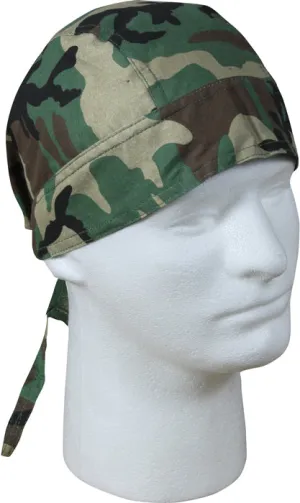 Camouflage Doo Rag | Green Camo Bandana | Motorcycle Head Wrap | Cotton Dorag