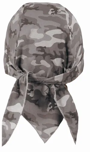Camouflage Doo Rag | MADE IN AMERICA | Grey, Gray Camo Bandana | Motorcycle Head Wrap | Cotton with Sweatband
