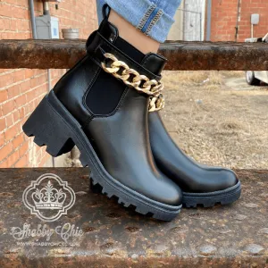 Chained Pacific Black Booties