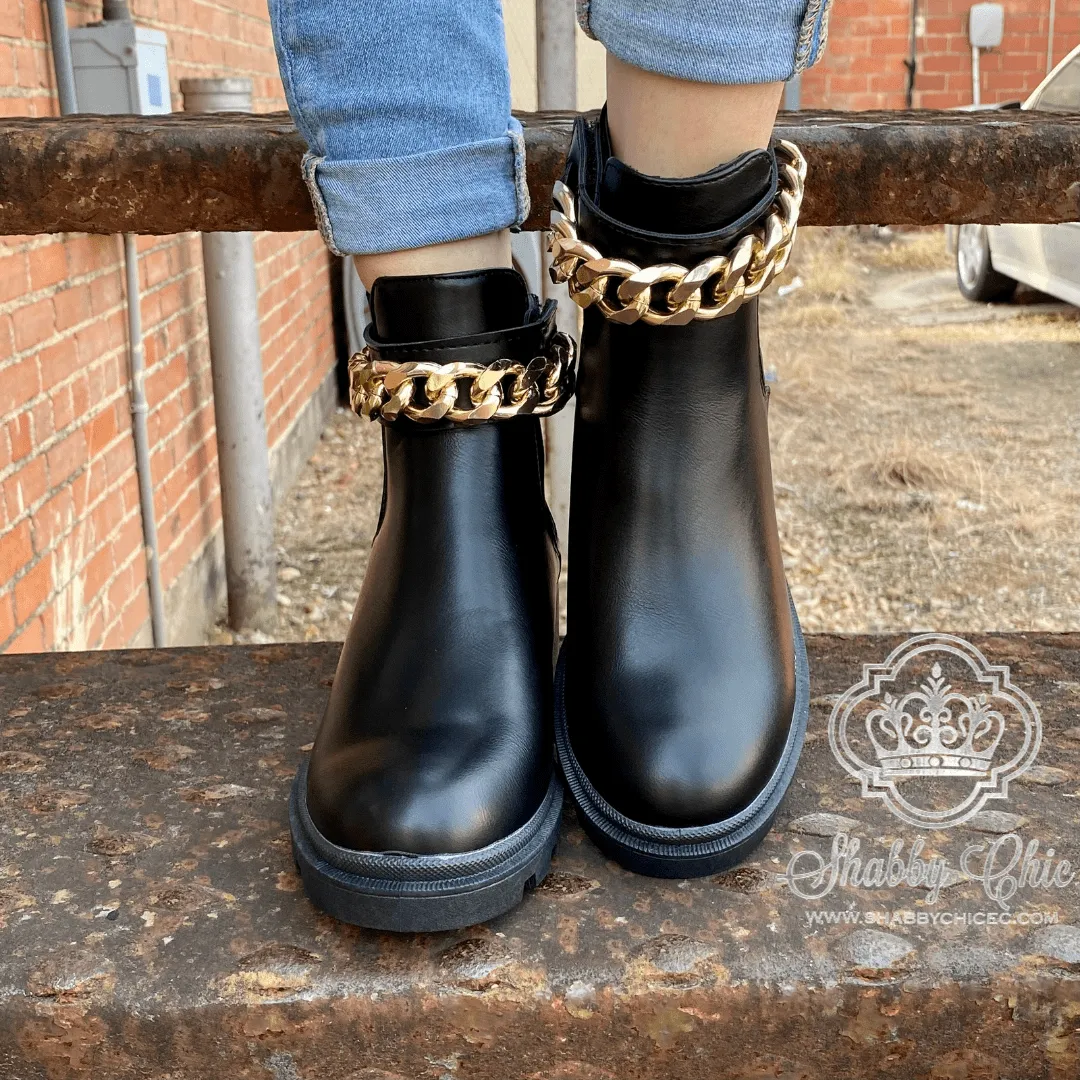 Chained Pacific Black Booties
