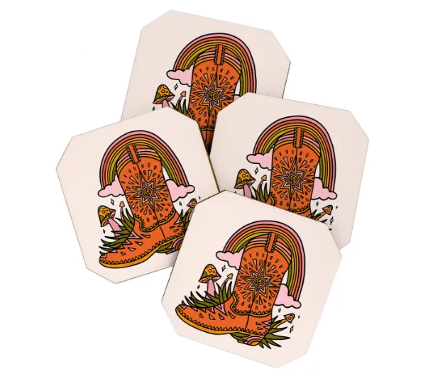 Cowgirl Boot Coaster Set