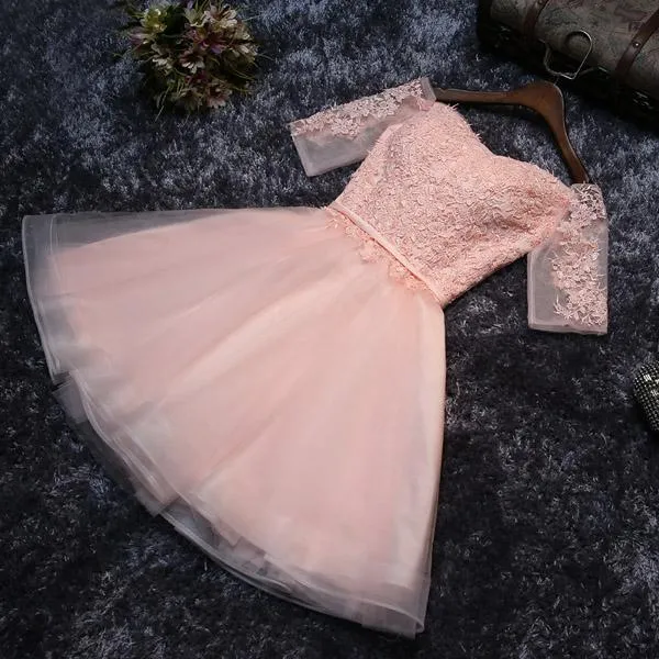 Cute Tulle A line Lace Homecoming Dresses Short Prom Dress on Line, MH182