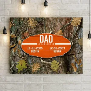 Dad & Mom Established Hunting Personalized Camo Premium Canvas