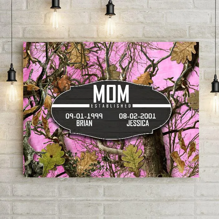 Dad & Mom Established Hunting Personalized Camo Premium Canvas