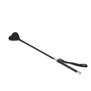 Demon's Kiss Black Leather Tip Heart Riding Crop
