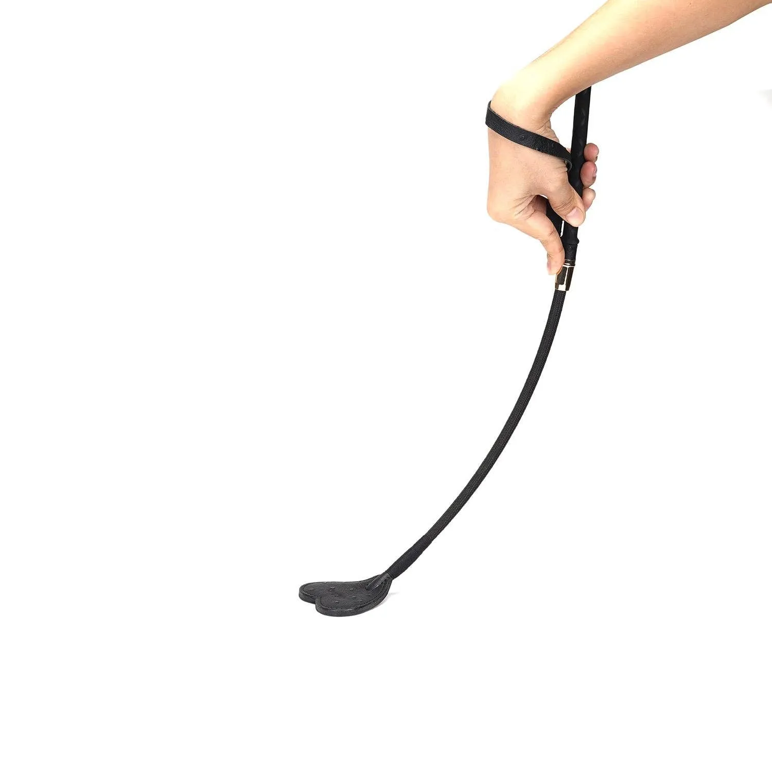 Demon's Kiss Black Leather Tip Heart Riding Crop
