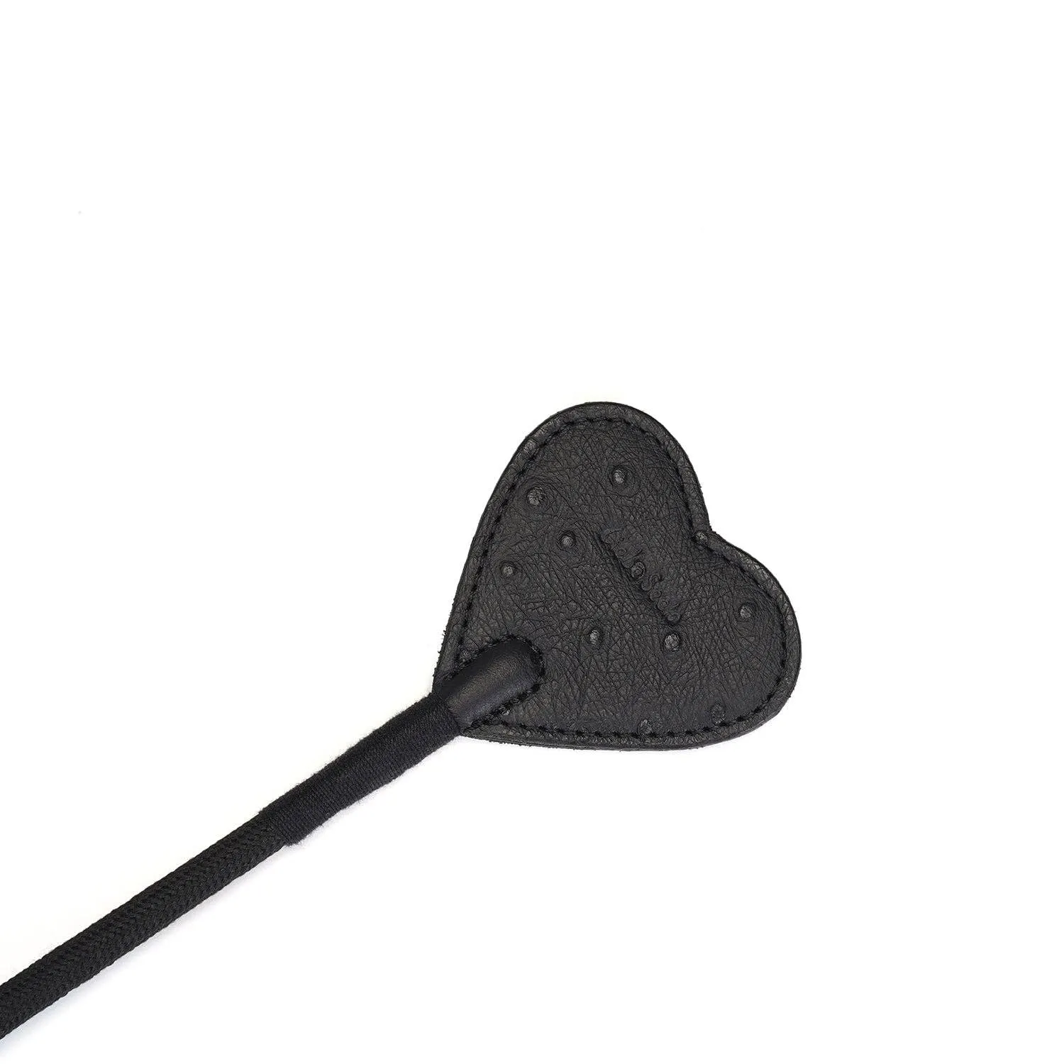 Demon's Kiss Black Leather Tip Heart Riding Crop