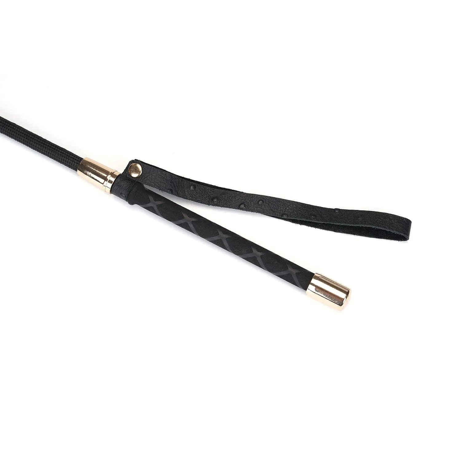 Demon's Kiss Black Leather Tip Heart Riding Crop