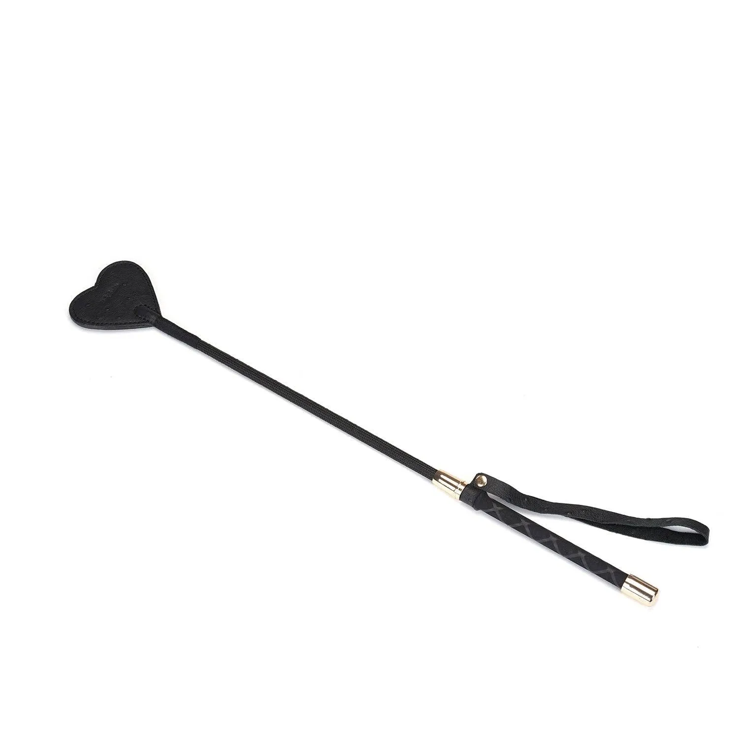 Demon's Kiss Black Leather Tip Heart Riding Crop