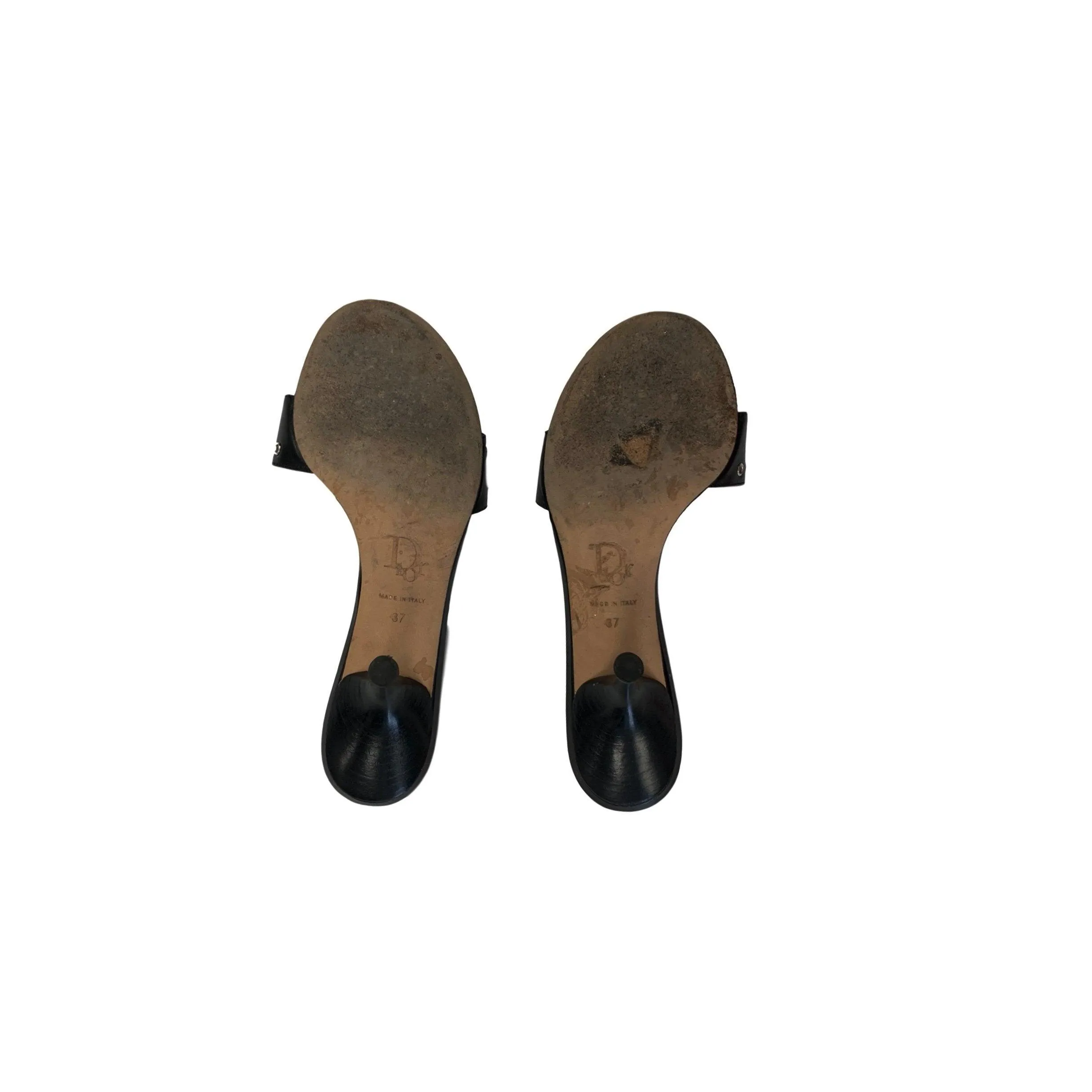 Dior Black Grommet Logo Heels