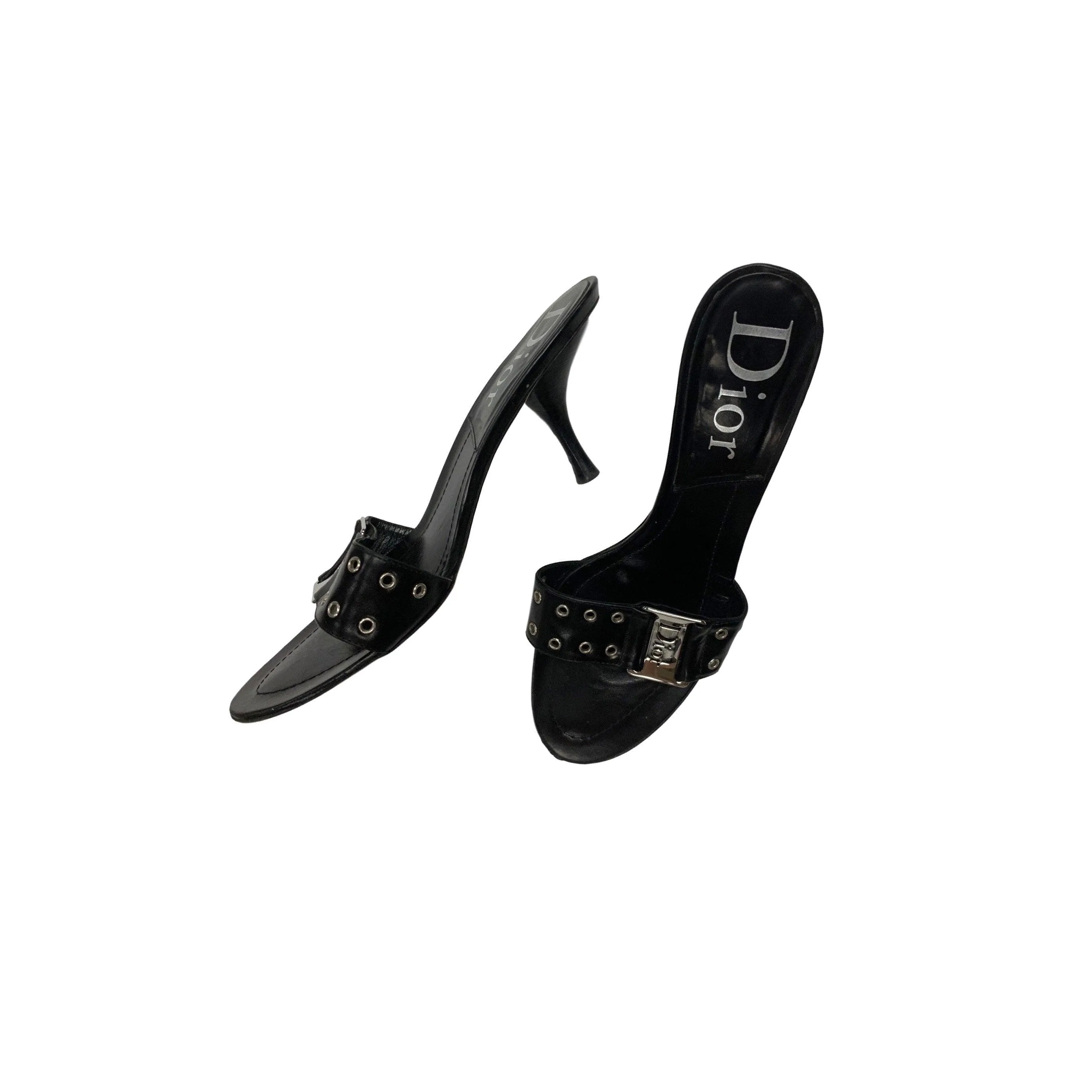 Dior Black Grommet Logo Heels