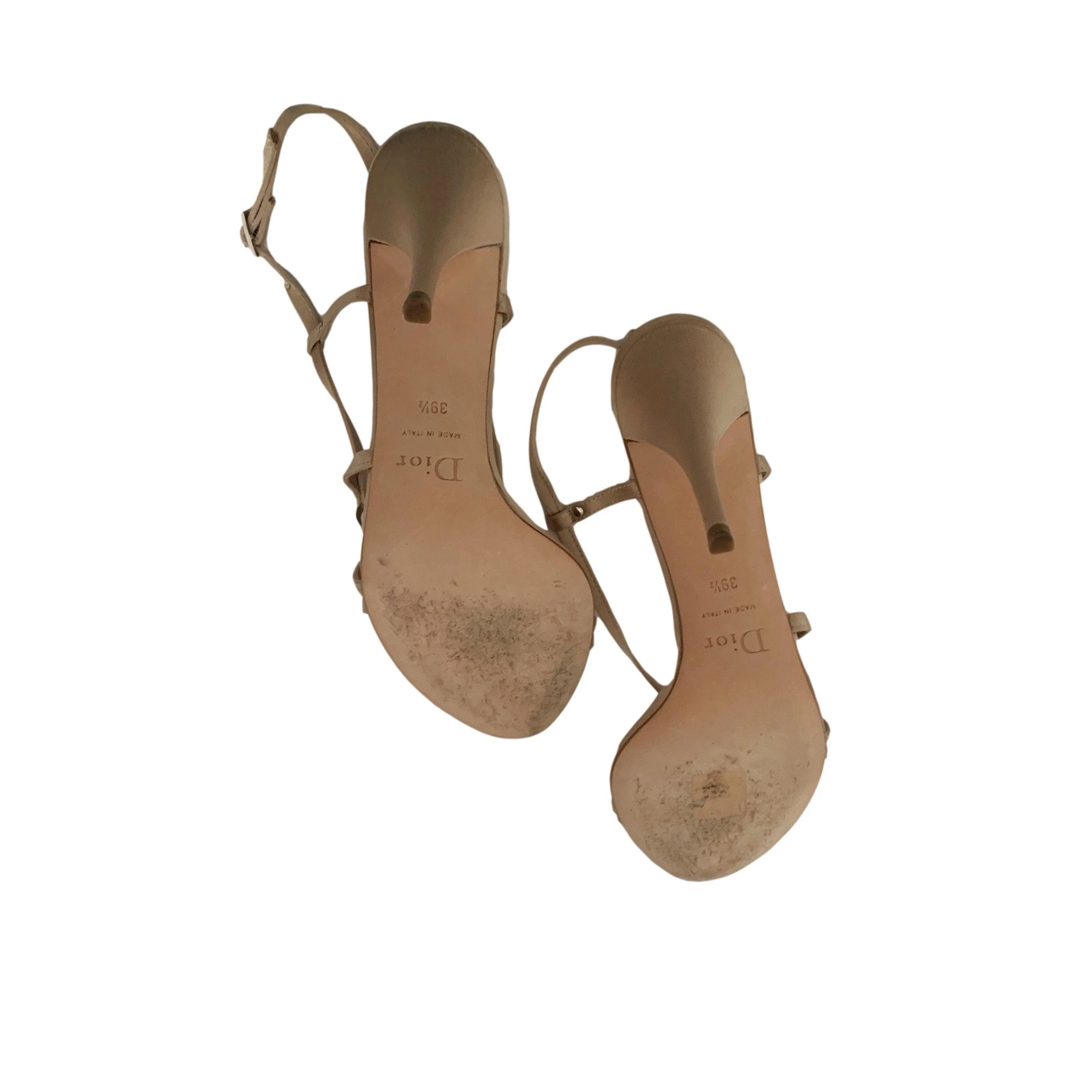 Dior Nude Logo Satin Strappy Heels