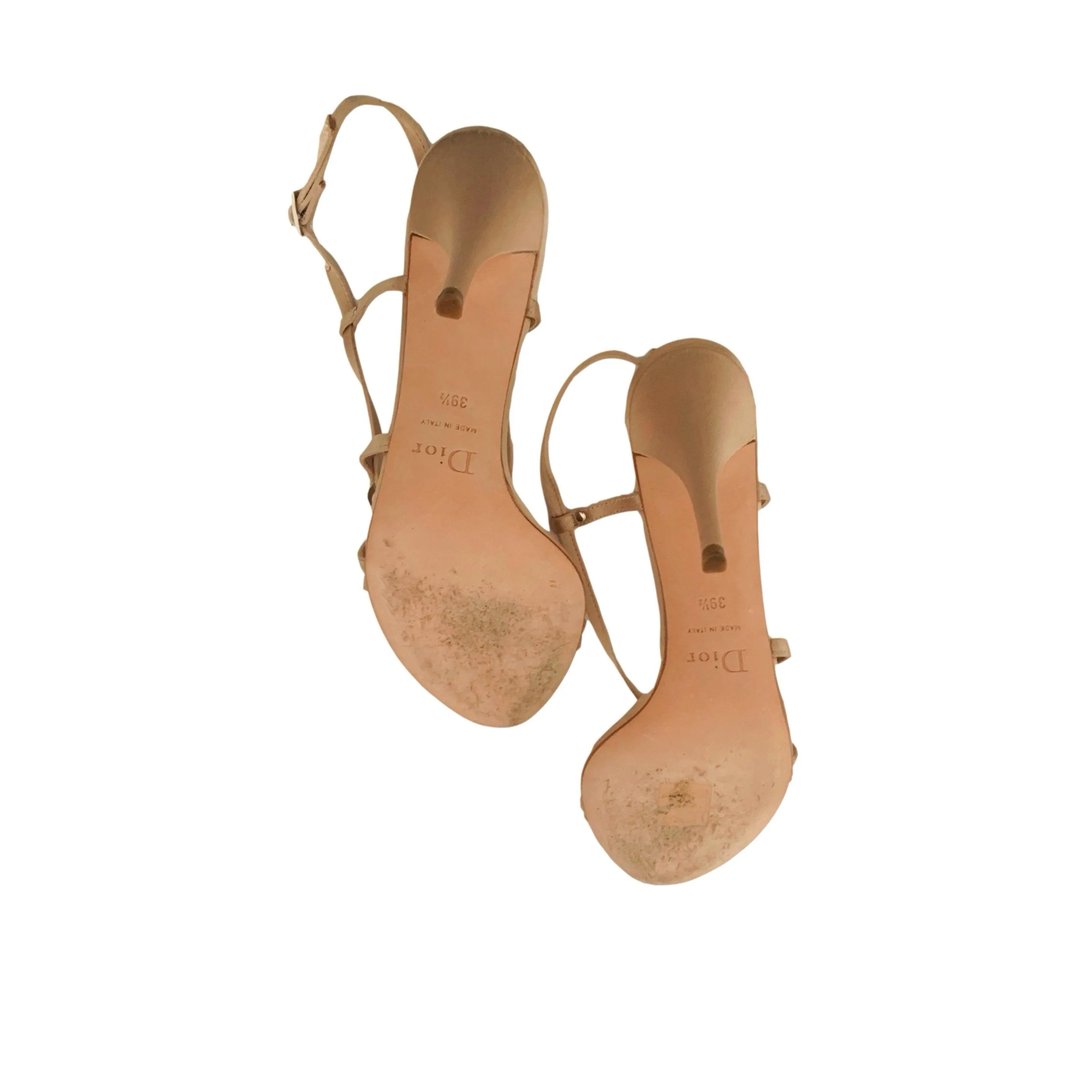 Dior Nude Logo Satin Strappy Heels