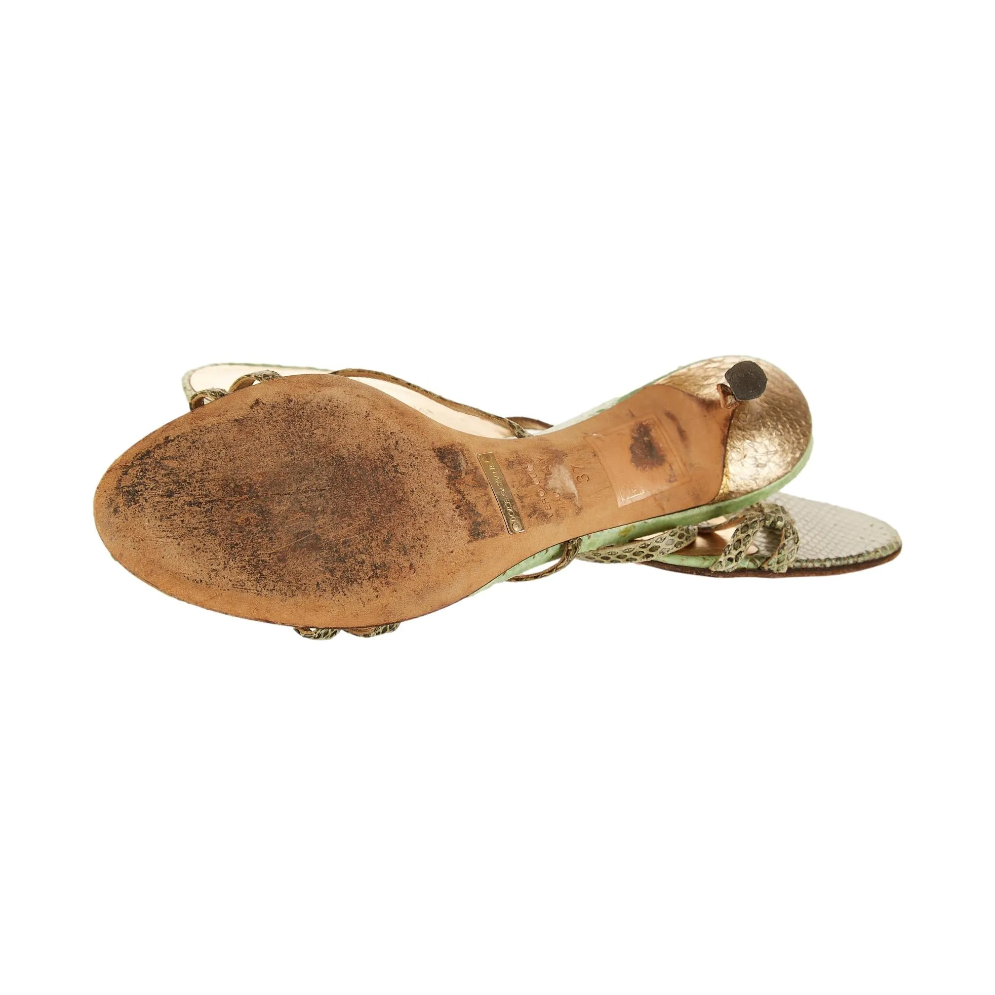 Dolce & Gabbana Green Snakeskin Kitten Heels