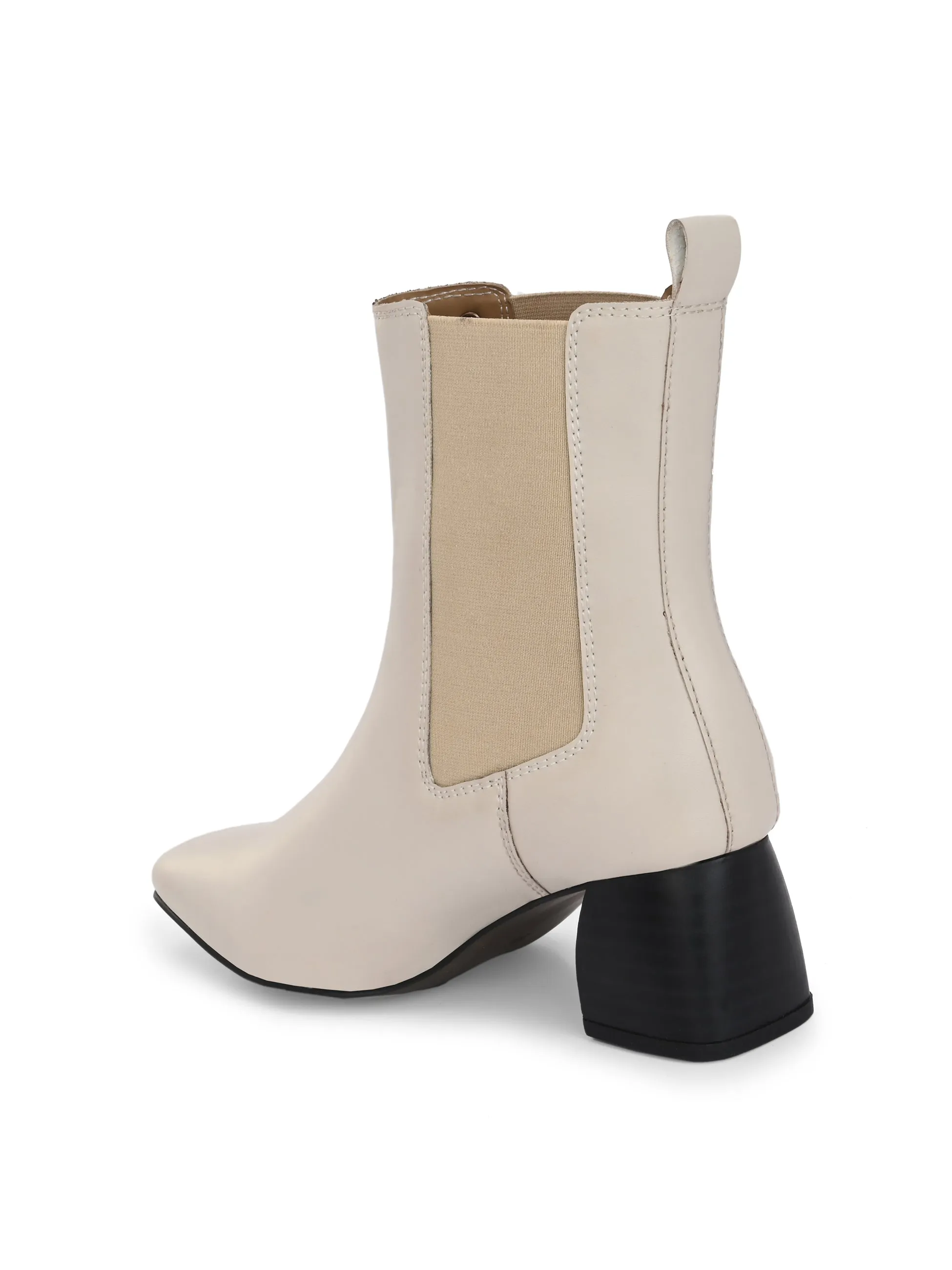 EL PASO Women Black Faux Leather Casual Chelsea Boots