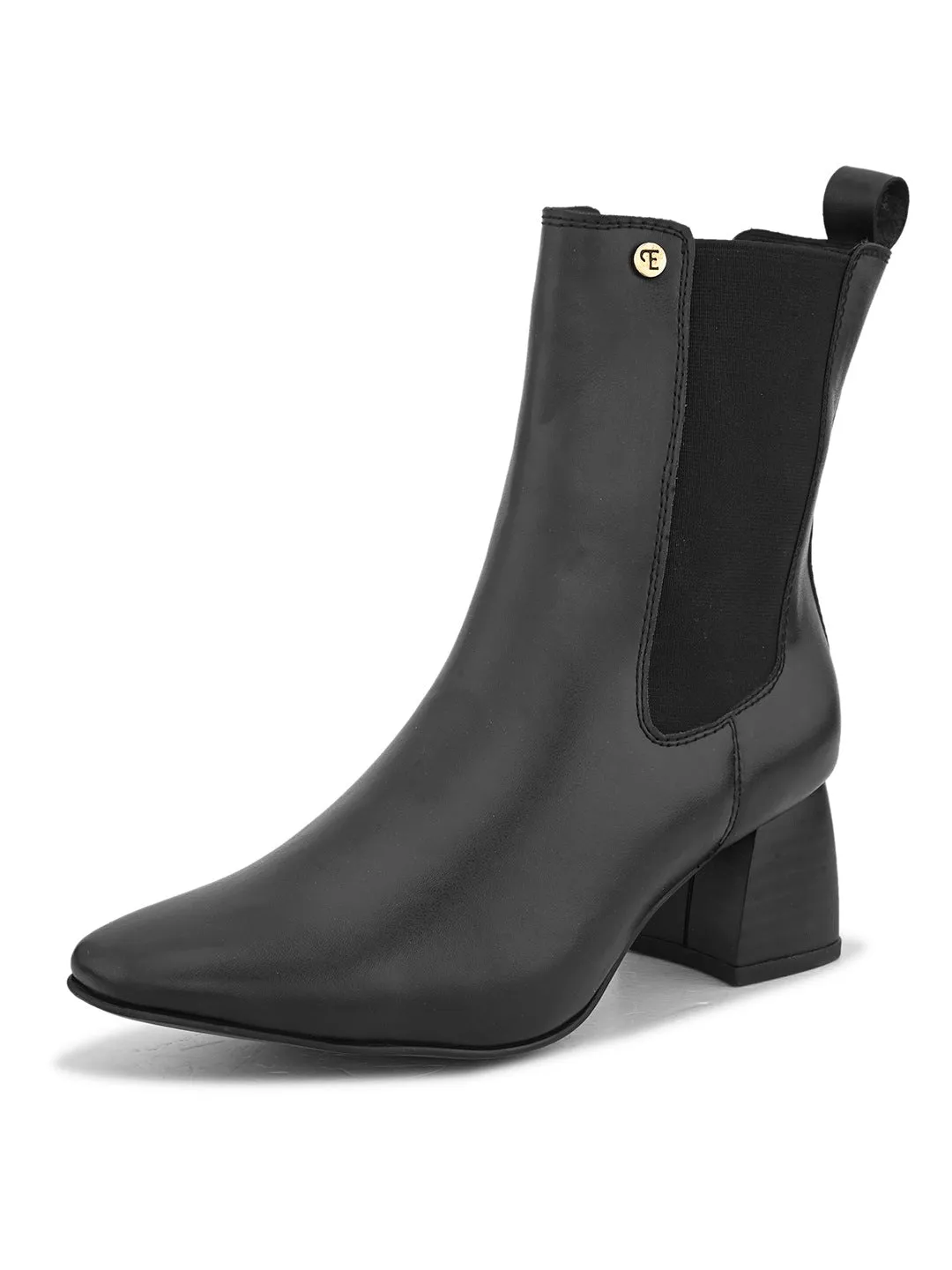 EL PASO Women Black Faux Leather Casual Chelsea Boots