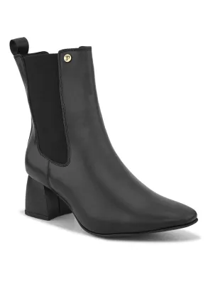 EL PASO Women Black Faux Leather Casual Chelsea Boots