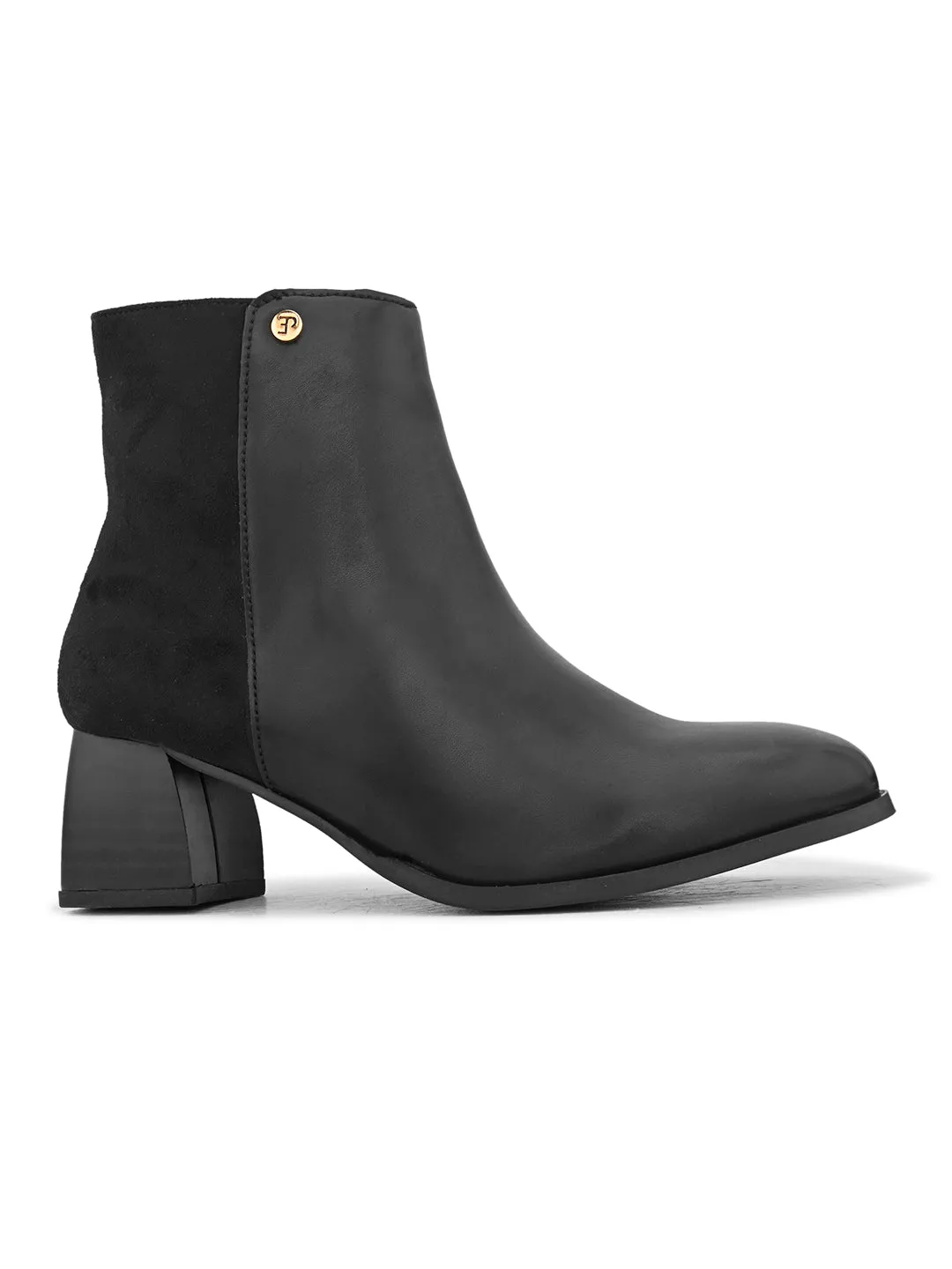 EL PASO Women Black Faux Leather Casual Chelsea Boots